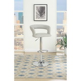 Benzara BM166616 Metal Base Bar Stool With Faux Leather Seat And Gas Lift, Gray & Silver Set of 2