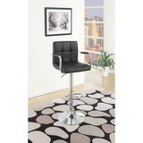 Benzara BM166617 Chair Style Barstool With Faux Leather Seat And Gas Lift Black And Silver Set of 2