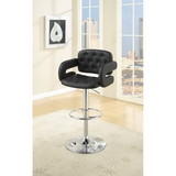 Benzara BM166621 Chair Style Barstool With Tufted Seat And Back Black And Silver