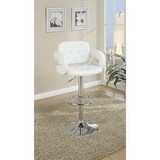 Benzara BM166622 Chair Style Barstool With Tufted Seat And Back White And Silver