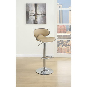 Benzara BM166624 Modish Bar Stool With Gas Lift Brown And Silver Set of 2