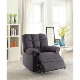 Benzara BM166719 Plush Cushioned Recliner With Tufted Back And Roll Arms In Gray