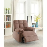 Benzara BM166720 Plush Cushioned Recliner With Tufted Back And Roll Arms In Saddle Brown