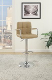 Benzara BM167108 Arm Chair Style Bar Stool With Gas Lift Brown And Silver Set of 2
