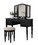 Benzara BM167179 Commodious Vanity Set Featuring Stool And Mirror Black