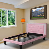 Benzara BM167271 Polyurethane Twin Size Bed In High Headboard In Pink