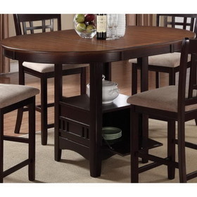 Benzara BM168068 Dual-Tone Counter Height Dining Table With Storage Base, Brown