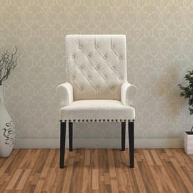 Benzara BM168130 Diamond Tufted Upholstered Dining Chair, Cream & Smokey Black