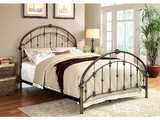 Benzara BM168983 Metal Full Bed With Round Headboard And Footboard, Brushed Bronze Gray