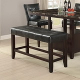 Benzara BM171257 Wood Based High Bench With Tufted Seat Black and Brown
