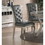 Benzara BM171529 Set Of 2 Rubber Wood Dining Chair With Tufted Back, Gray And Silver