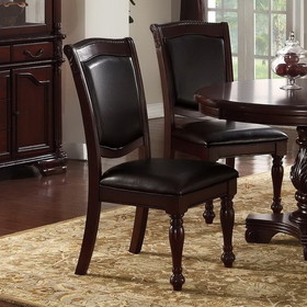 Benzara BM171552 Set Of 2 Rubber Wood Traditional Dining Chair, Dark Brown And Black