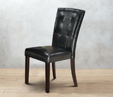 Benzara BM171560 Leather Upholstered Dining Chair With Button Tufted Back Set Of 2 Black