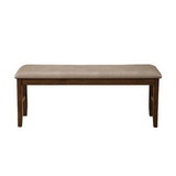 Benzara BM171956 Rubberwood Dining Bench With Padded Upholstery Brown