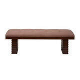 Benzara BM172033 Wooden Dining Bench With Tufted Upholstery Brown