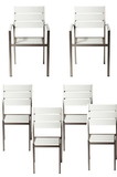 Benzara BM172094 Metal Chairs With Slated Back Set of 6 Gray and White