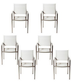 Benzara BM172107 Aluminium Frame Dining Chair Set of 6 White