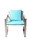 Benzara BM172111 Anodized Aluminum Upholstered Cushioned Chair with Rattan, White/Turquoise