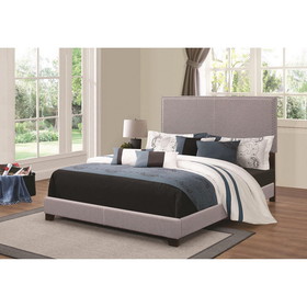 Benzara BM172151 Upholstered Cal King Bed, Gray