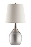 Benzara BM172263 Modish Metal Table Lamp, Silver Set of 2
