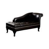 Benzara BM172748 Leatherette Storage Chaise, Black