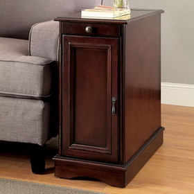 Benzara BM172784 Transitional Side Table With USB, Cherry