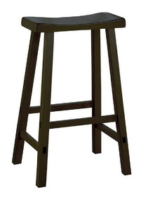 Benzara BM175977 Wooden 29" Counter Height Stool with Saddle Seat, Black, Set Of 2