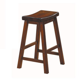 Benzara BM175980 Wooden 24" Counter Height Stool with Saddle Seat, Warm Cherry Brown, Set Of 2