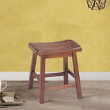 Benzara BM177547 Wooden Stools With Saddle Seat, Walnut Brown, Set of 2