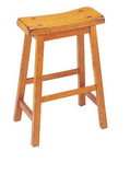 Benzara BM177563 Wooden Counter Height Stools With Saddle Seat, Oak Brown, Set of 2