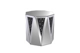 Benzara BM177668 End Table With Octagonal Mirrored Top, Clear And Black