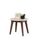 Benzara BM177673 Wooden Base End Table with Marble Top, Walnut Brown