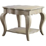 Benzara BM177695 Wooden End Table with Lower Shelf in Antique Taupe Silver Finish