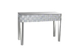 Benjara BM177702 Frosted Chequered Pattern Console Table In Rectangular Shape, Clear