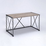 Benzara BM177717 Wooden Desk With Metal 'X' Frame, Rustic Oak Brown