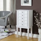 Benzara BM177732 Wood Jewelry Armoire With 5 Drawers in White