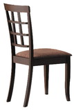 Benzara BM177826 Wood & Fabric Side Chairs With Open Grid Pattern Back, Espresso Brown, Set Of 2