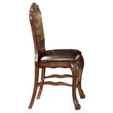 Benzara BM177831 Wooden Counter Height Chair , Cherry Oak Brown, Set of 2