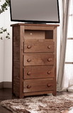 Benzara BM177888 Wooden 4 Drawers Media Chest With 1 Top Shelf In Mahogany Finish, Brown
