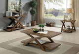 Benzara BM177900 Transitional Style Wooden 3 Piece Table Set With X Shaped Table Base, Light Oak