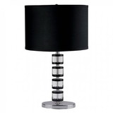 Benzara BM177953 Contemporary Style Metal and Crystal Table Lamp With Geometric Design, Black