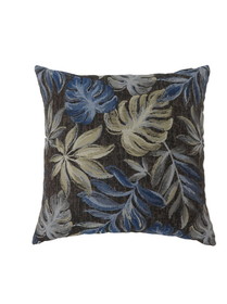Benzara BM177971 Contemporary Style Leaf Designed Set of 2 Throw Pillows, Navy Blue