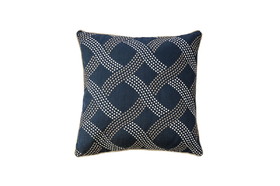 Benzara BM178043 Contemporary Style Wavy Criss-cross Design Polyster Throw Pillow, Navy Blue, Set of 2