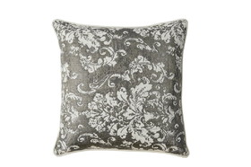 Benzara BM178048 Contemporary Style Set of 2 Throw Pillows With Floral and Foliage Designs, Silver
