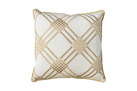 Benzara BM178049 Contemporary Style Set of 2 Throw Pillows With Diamond Patterns, Ivory, Yellow