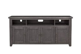 Benzara BM178110 Wooden TV Stand With 3 Shelves and Cabinets, Gray