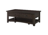 Benzara BM178135 Wooden Coffee Table With Two Drawers, Espresso Brown