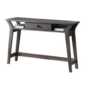 Benzara BM179620 Wooden Desk With Drawer And Shelves, Distressed Gray