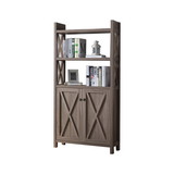 Benzara BM179748 Wooden File Cabinet With 'X' Shaped Cutout Side Panel, Dark Taupe Brown