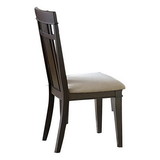 Benzara BM179820 Wood Veneer Side Chair With Flared Back Legs, Dark Brown, Set of 2
